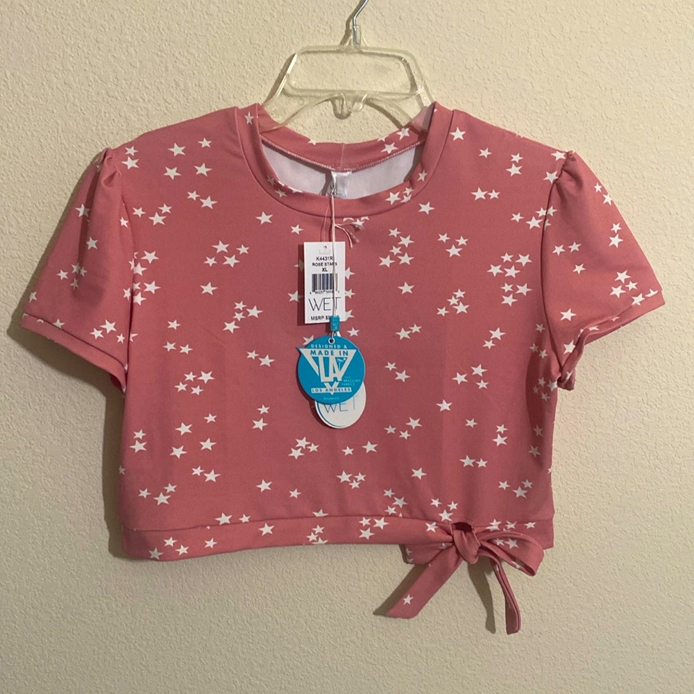 WET Women's Ethical Norah Cropped Swim Top w Star Prints Size XL